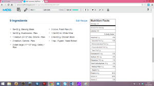 Myfitnesspal recipe calculations.