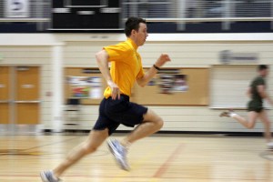 Sprinting, stopping and then starting again.