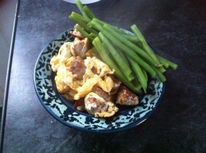 pork meatballs scrambled eggs