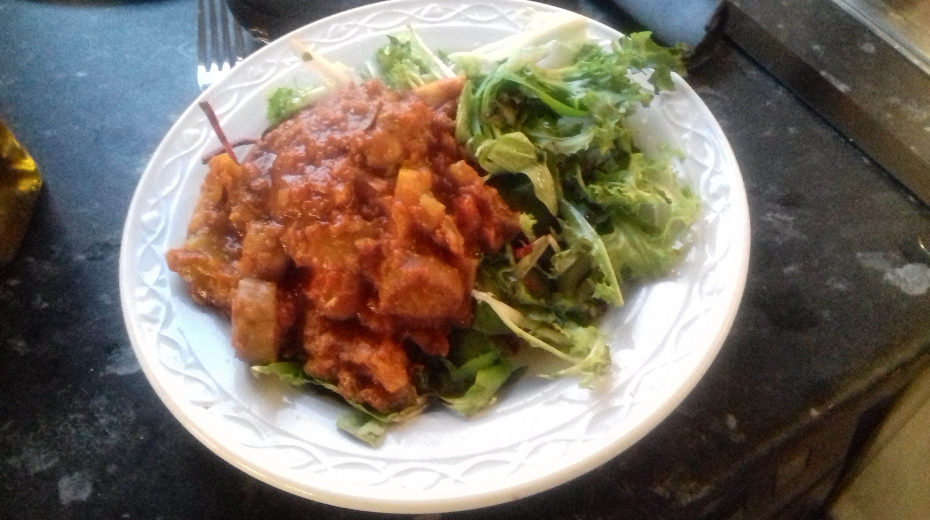 Plate of sausage casserole on The Diabetes Diet